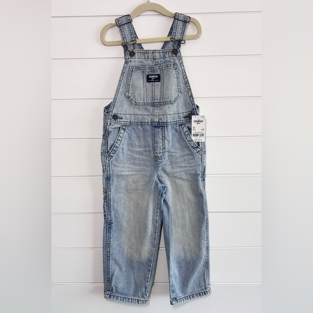 OSHKOSH B'gosh 4T Toddler Girls Overall‎ Faded Blue Jeans Vestbak